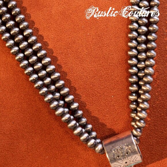 Women's Turquoise 2 Couture Jewelry Set Cowgirl Vintage Western Necklace Earring - Picture 4 of 7